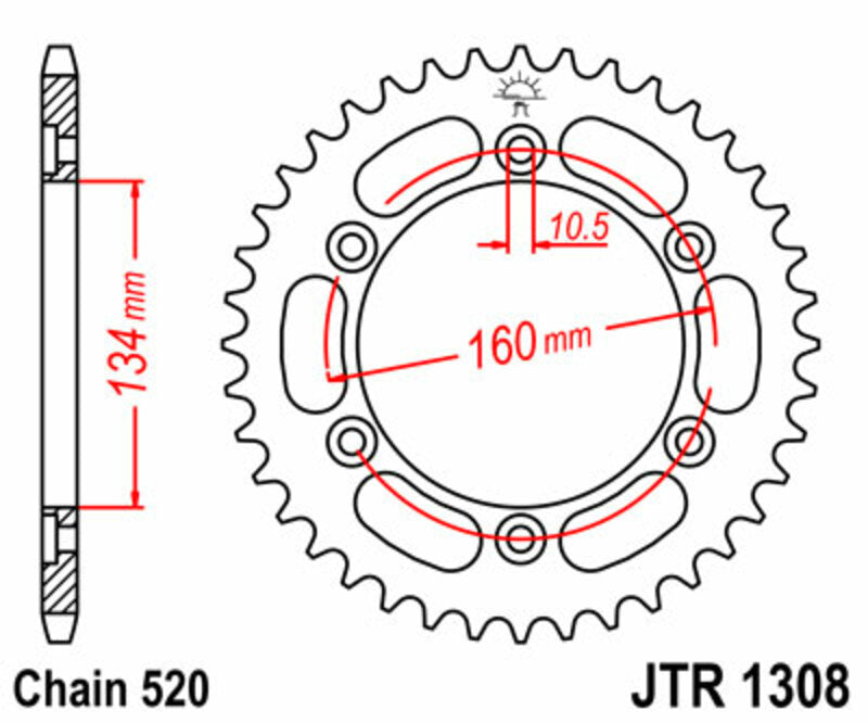 JT Sprockets Steel Rear Sprocket JTR1308 - 520