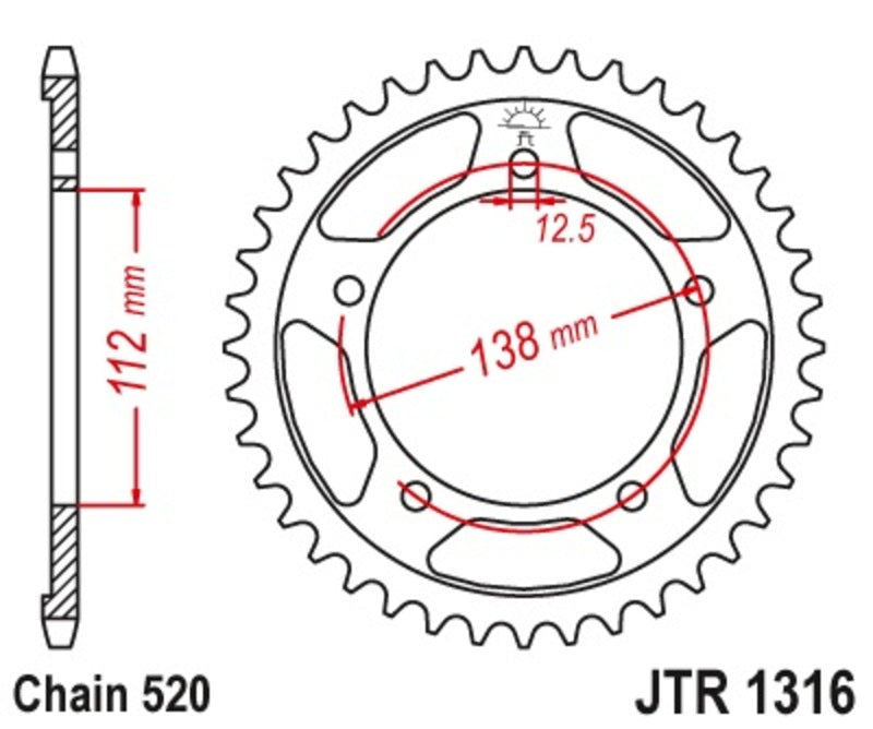 JT Sprockets Steel Rear Sprocket JTR1316 - 520