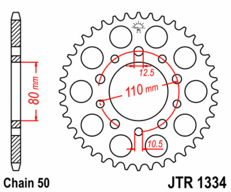 JT Sprockets Steel Rear Sprocket JTR1334 - 530