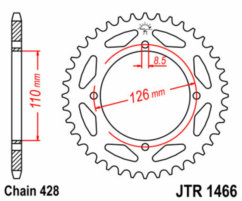 JT Sprockets Steel Rear Sprocket JTR1466 - 428