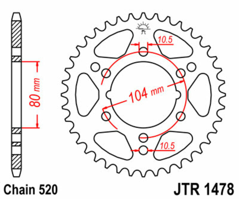 JT Sprockets Steel Rear Sprocket JTR1478 - 520