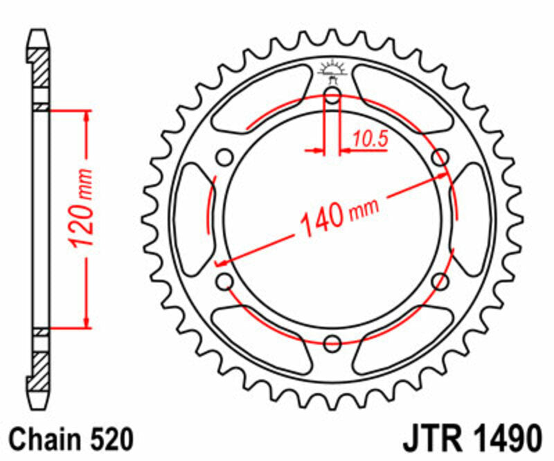 JT Sprockets Steel Rear Sprocket JTR1490 - 520