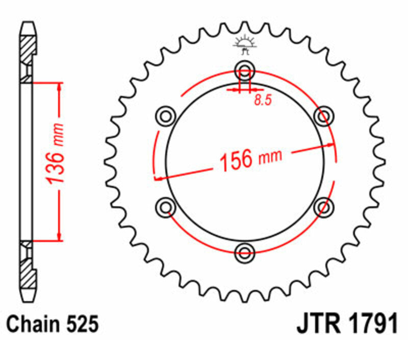 JT Sprockets Steel Rear Sprocket JTR1791 - 525