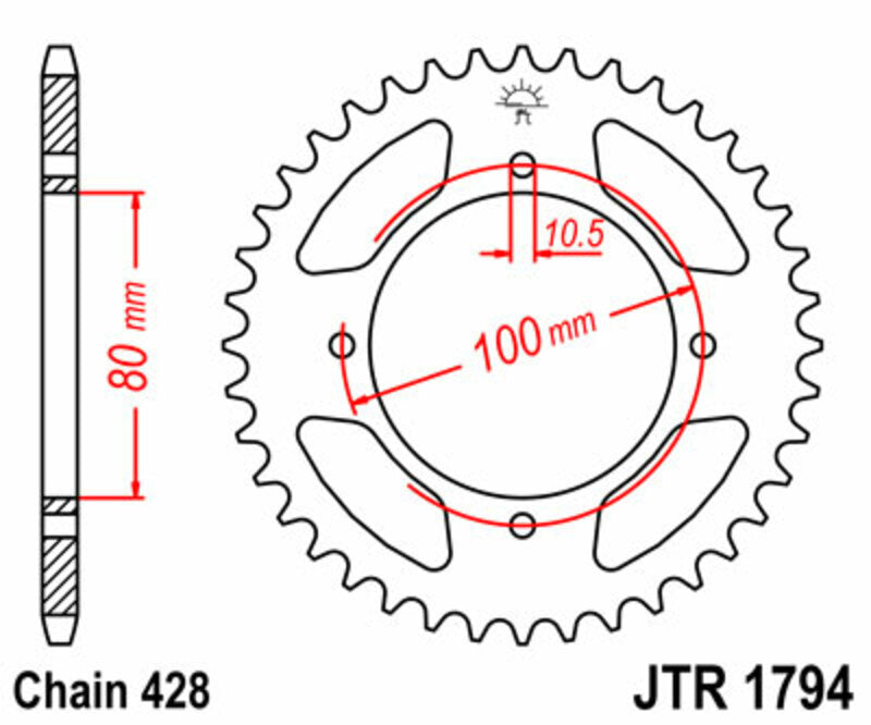 JT Sprockets Steel Rear Sprocket JTR1794 - 428