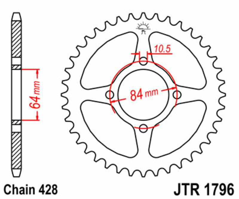 JT Sprockets Steel Rear Sprocket JTR1796 - 428