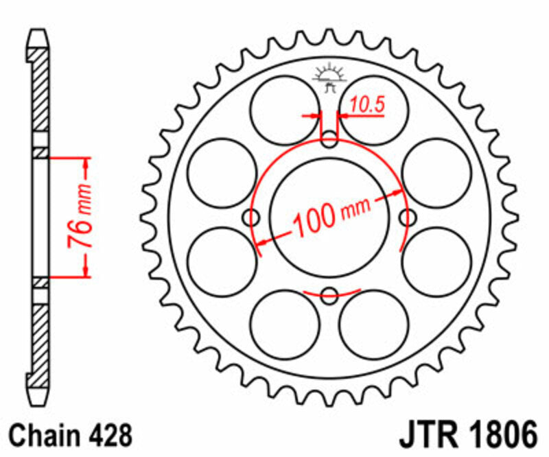 JT Sprockets Steel Rear Sprocket JTR1806 - 428