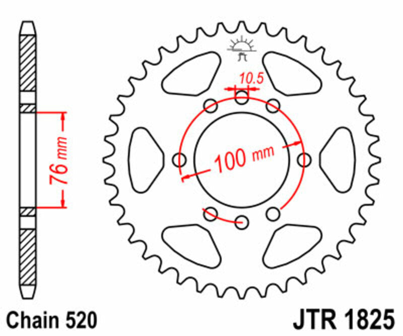 JT Sprockets Steel Rear Sprocket JTR1825 - 520