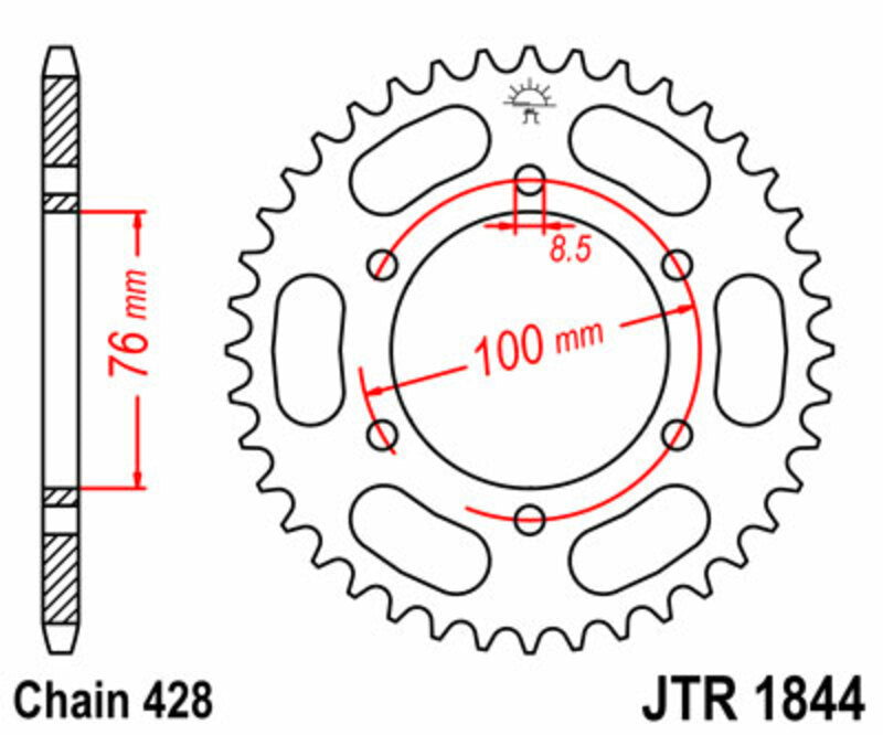 JT Sprockets Steel Rear Sprocket JTR1844 - 428