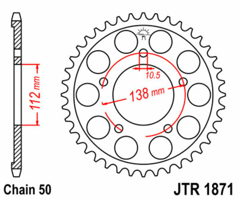 JT Sprockets Steel Rear Sprocket JTR1871 - 530