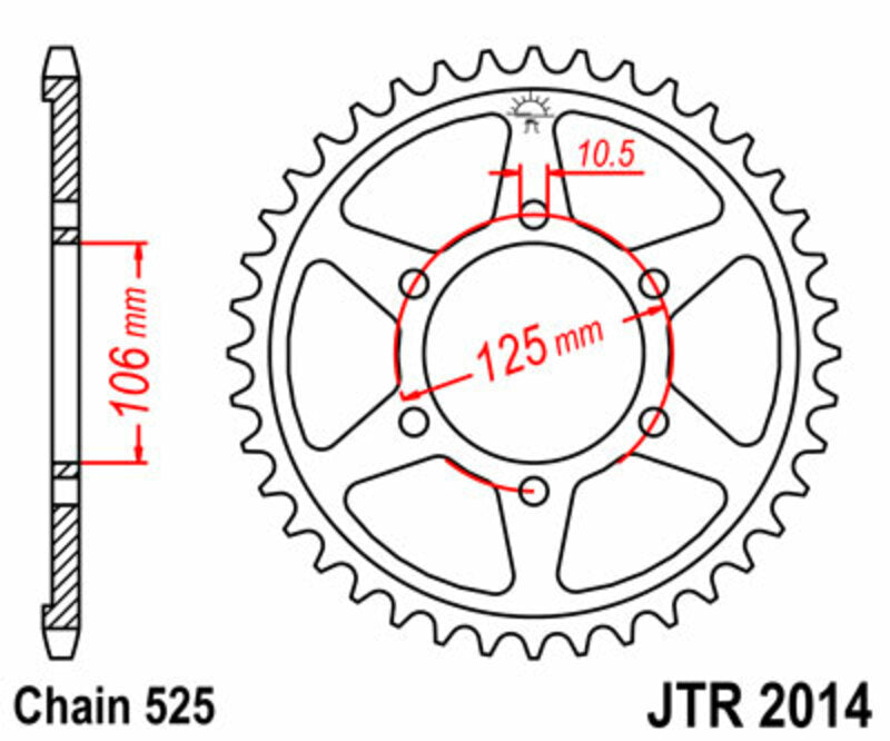 JT Sprockets Steel Rear Sprocket JTR2014 - 525