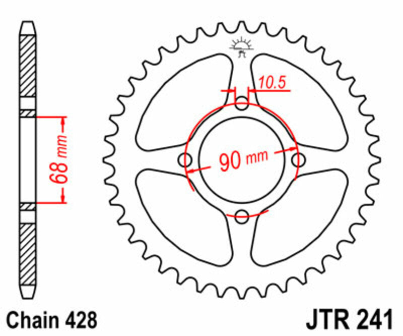 JT Sprockets Steel Rear Sprocket JTR241 - 428