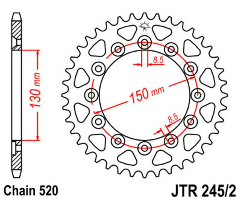 JT Sprockets Steel Rear Sprocket JTR245/2 - 520
