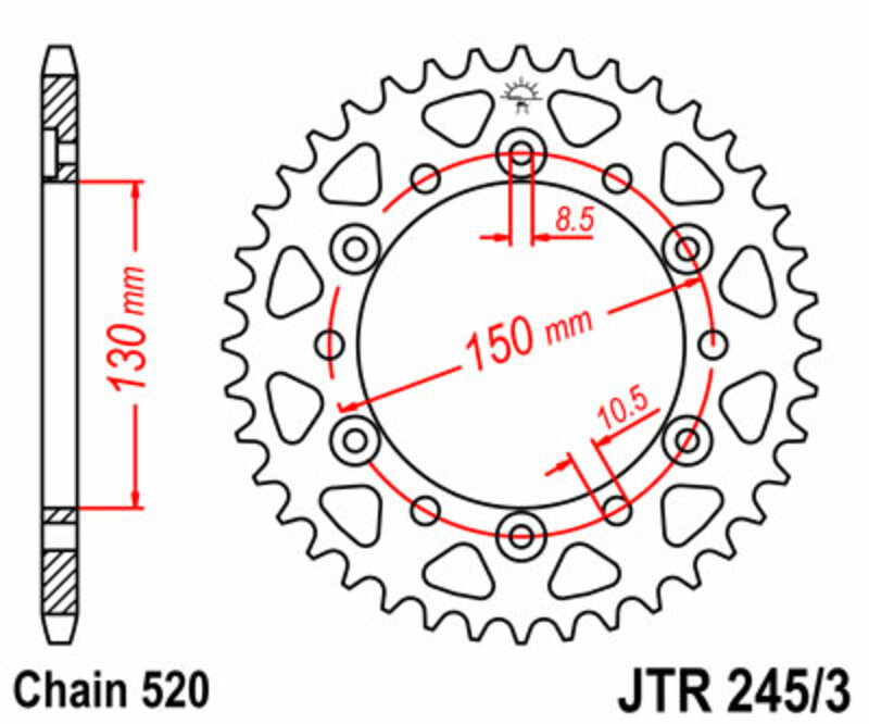 JT Sprockets Steel Rear Sprocket JTR245/3 - 520