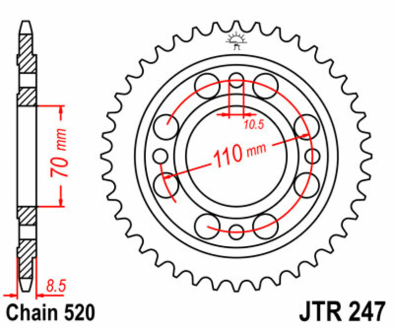 JT Sprockets Steel Rear Sprocket JTR247 - 520