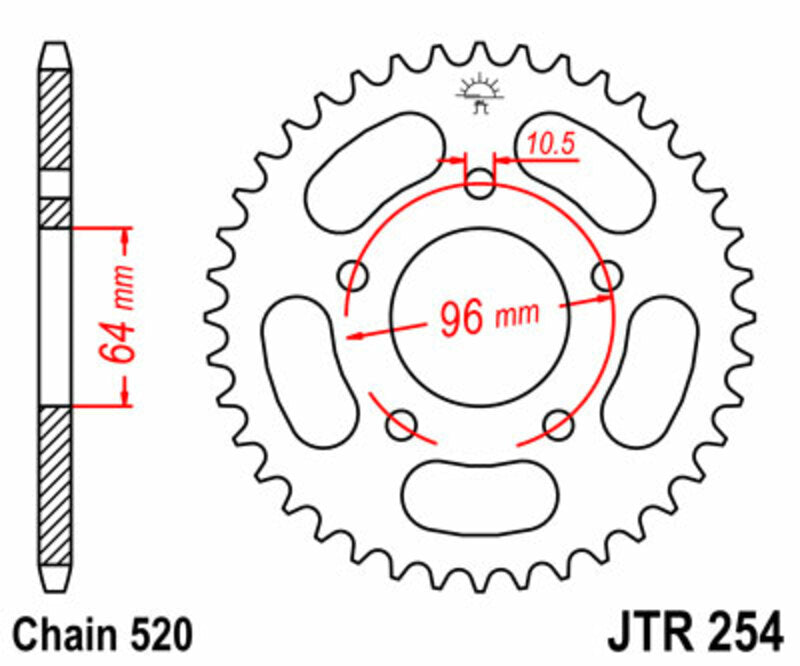 JT Sprockets Steel Rear Sprocket JTR254 - 520