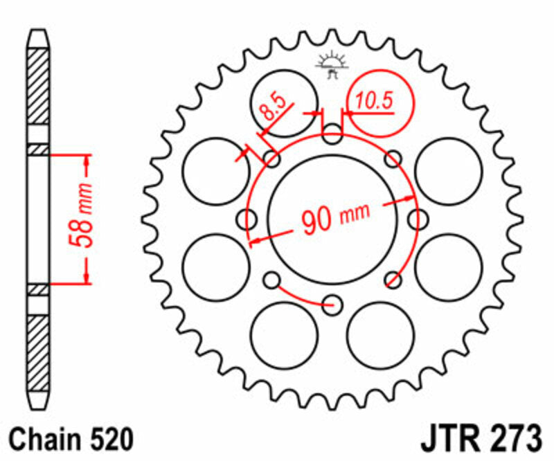 JT Sprockets Steel Rear Sprocket JTR273 - 520