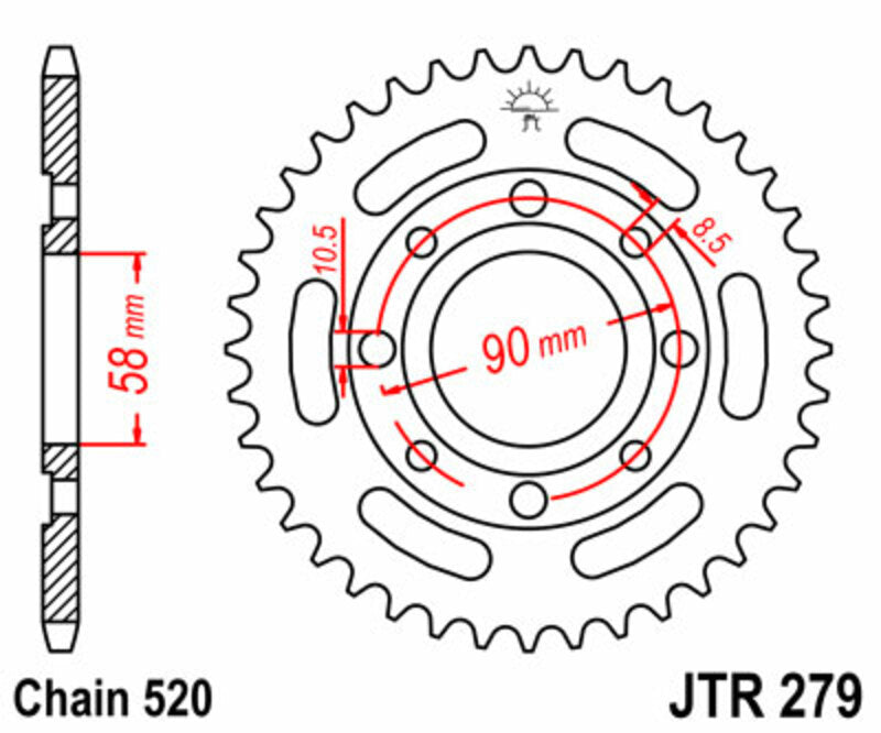 JT Sprockets Steel Rear Sprocket JTR279 - 520