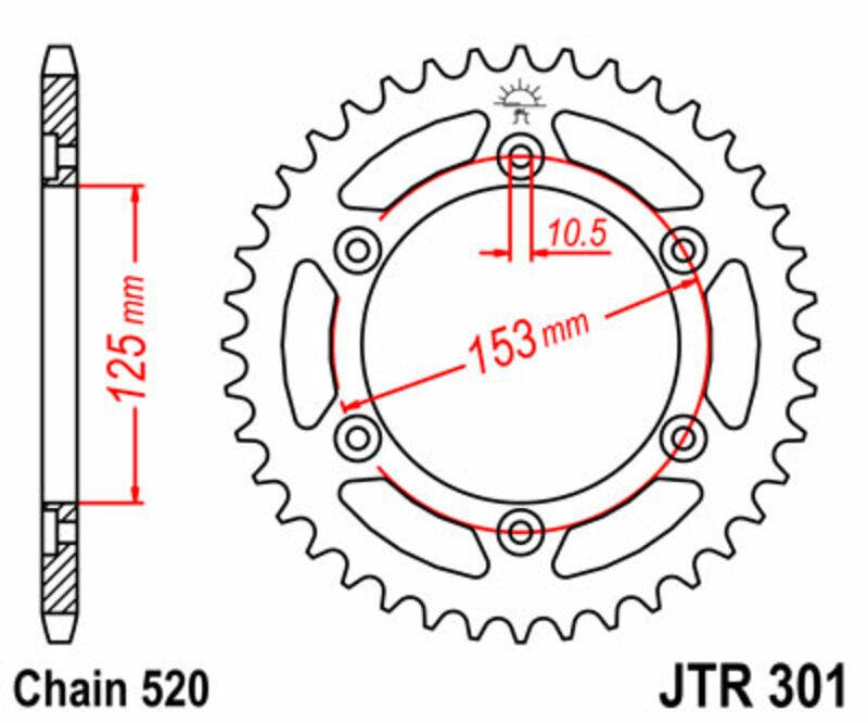 JT Sprockets Steel Rear Sprocket JTR301 - 520