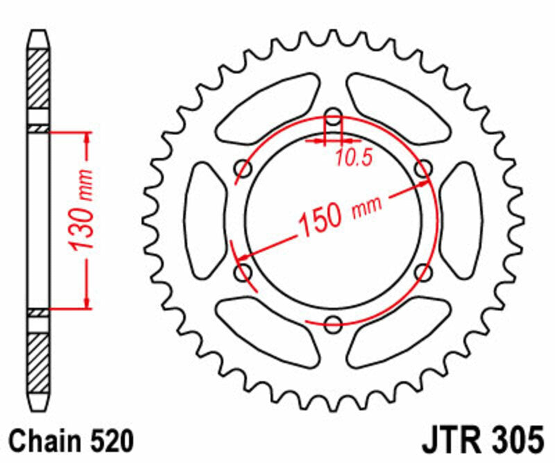 JT Sprockets Steel Rear Sprocket JTR305 - 520
