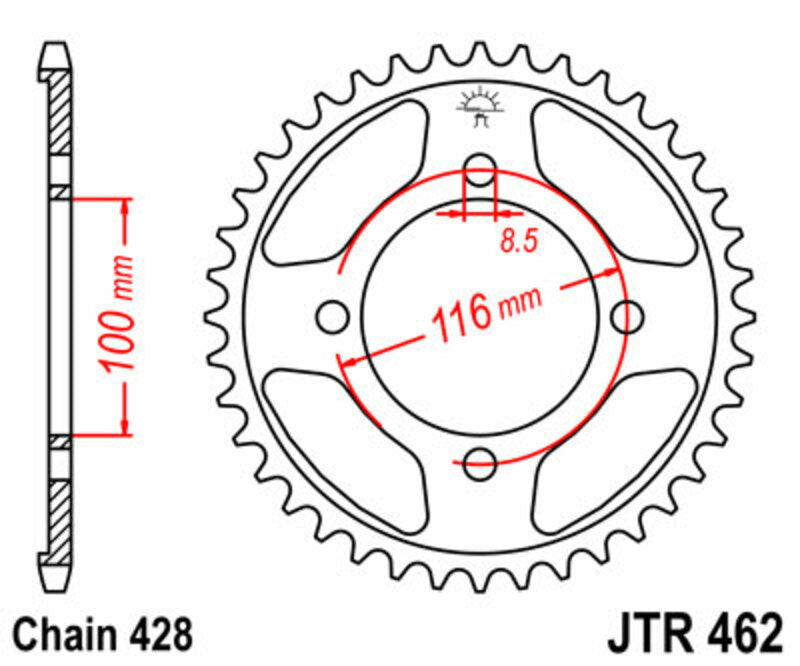 JT Sprockets Steel Rear Sprocket JTR462 - 428