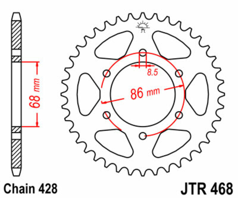 JT Sprockets Steel Rear Sprocket JTR468 - 428