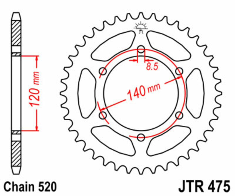JT Sprockets Steel Rear Sprocket JTR475 - 520