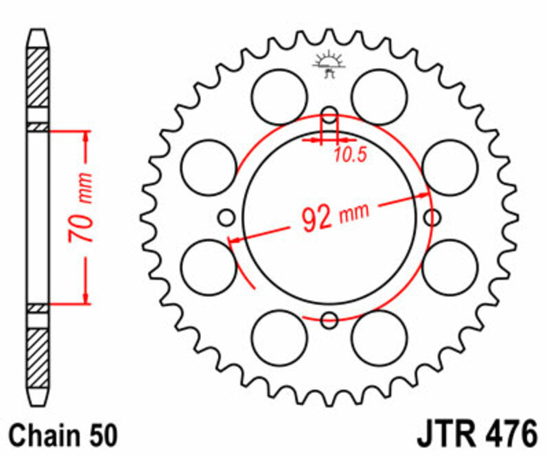 JT Sprockets Steel Rear Sprocket JTR476 - 530