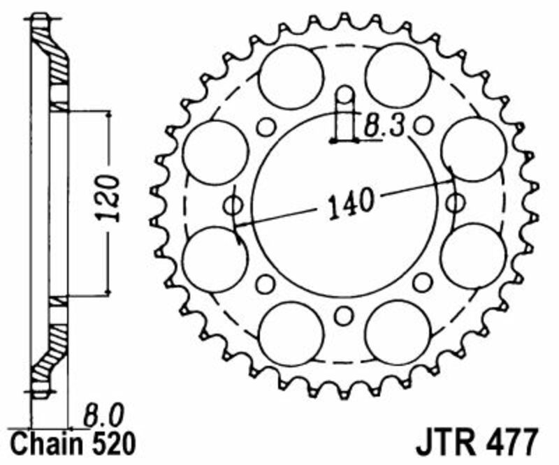 JT Sprockets Steel Rear Sprocket JTR477 - 520