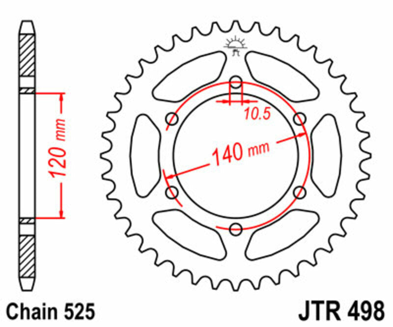 JT Sprockets Steel Rear Sprocket JTR498 - 525