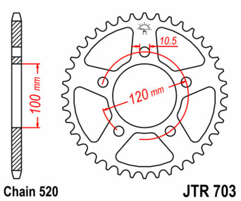 JT Sprockets Steel Rear Sprocket JTR703 - 520