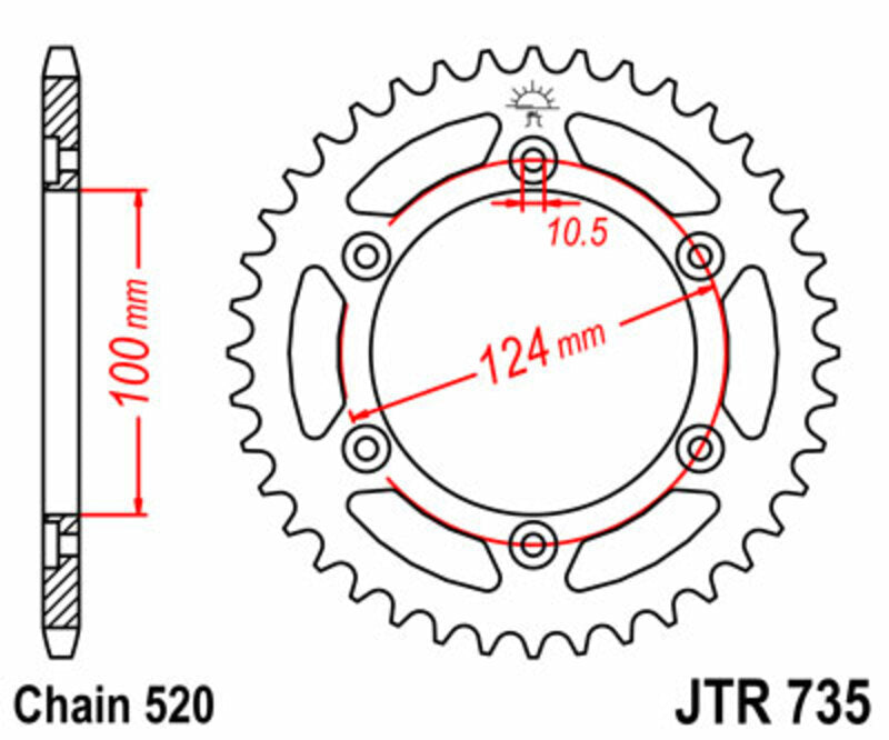 JT Sprockets Steel Rear Sprocket JTR735 - 520
