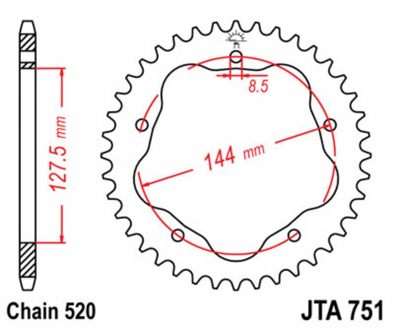 JT Sprockets Alu Ultra-Light Rear Sprocket JTR751 - 520