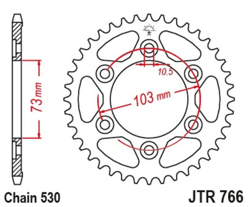 JT Sprockets Steel Rear Sprocket JTR766 - 530