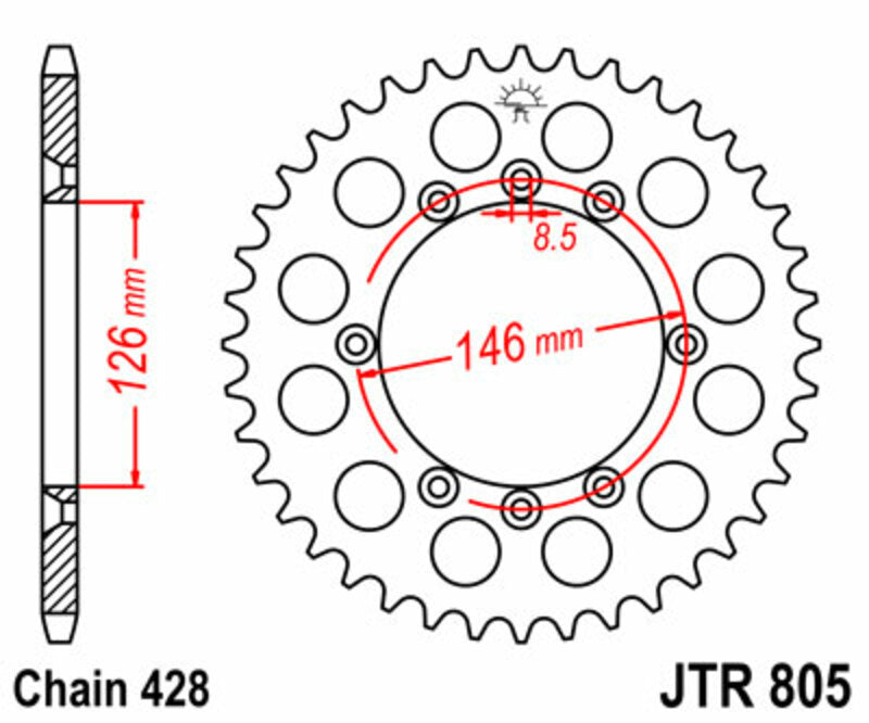 JT Sprockets Steel Rear Sprocket JTR805 - 428
