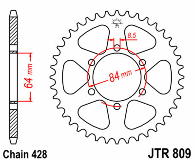 JT Sprockets Steel Rear Sprocket JTR809 - 428