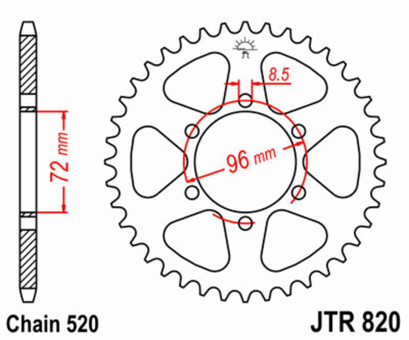 JT Sprockets Steel Rear Sprocket JTR820 - 520
