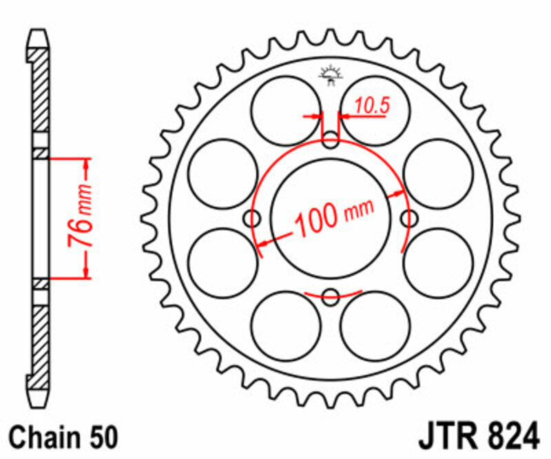 JT Sprockets Steel Rear Sprocket JTR824 - 530