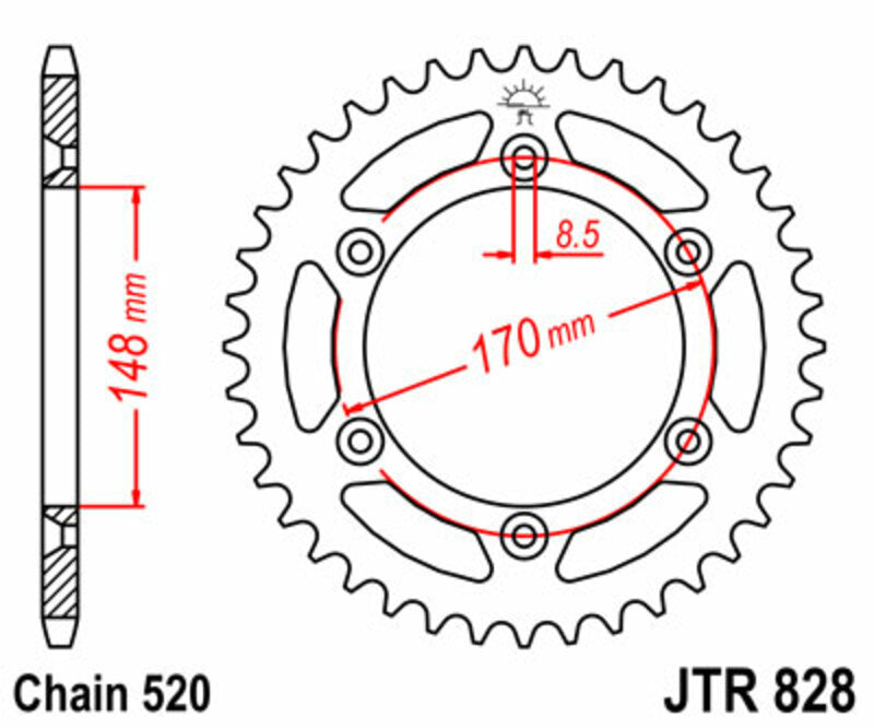 JT Sprockets Steel Rear Sprocket JTR828 - 520