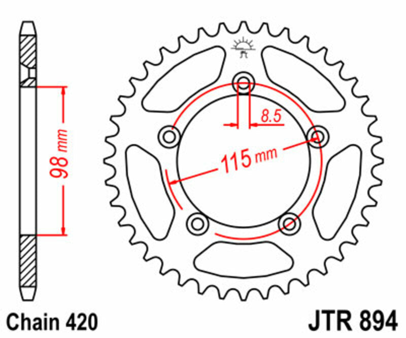 JT Sprockets Steel Rear Sprocket JTR894 - 420