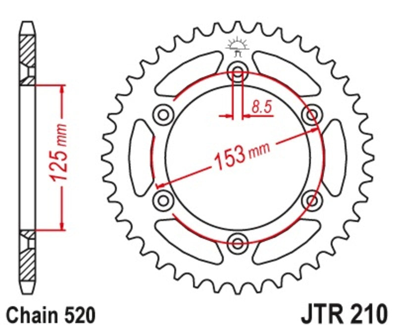 JT Sprockets Steel Rear Sprocket JTR210 - 520