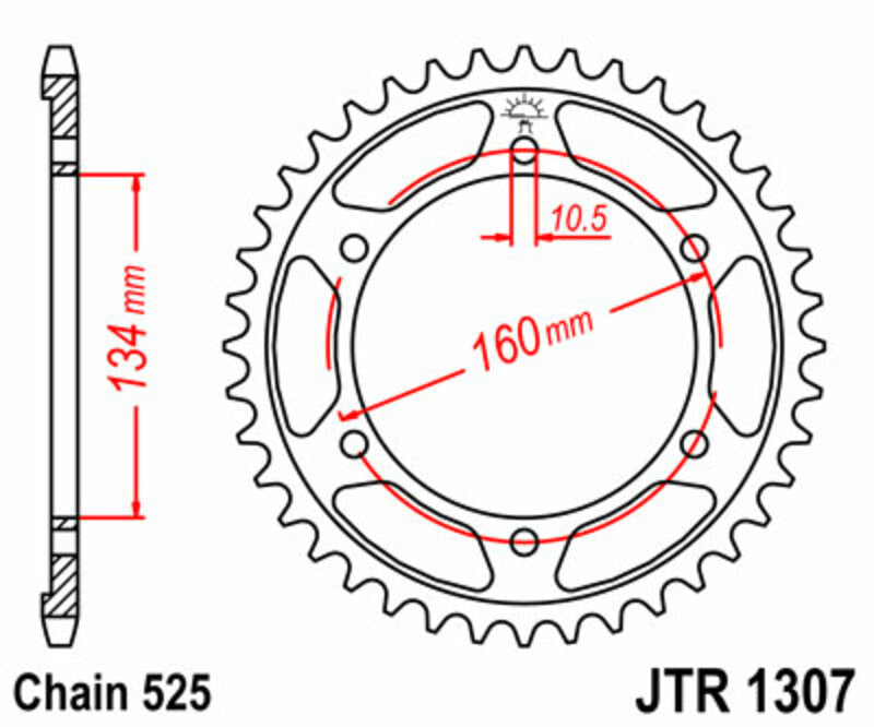 JT Sprockets Steel Rear Sprocket JTR1307 - 525