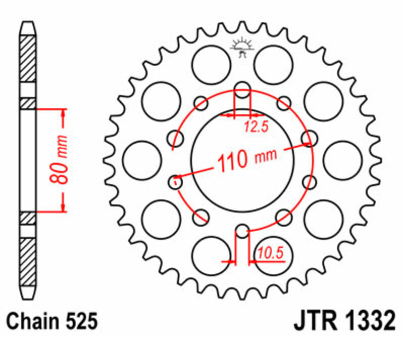 JT Sprockets Steel Rear Sprocket JTR1332 - 525