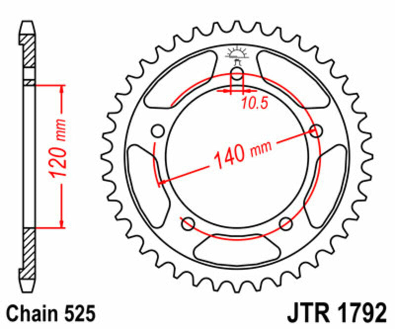 JT Sprockets Steel Rear Sprocket JTR1792 - 525