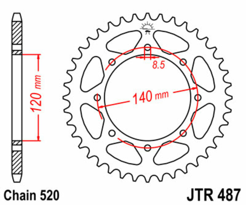 JT Sprockets Steel Rear Sprocket JTR487 - 520