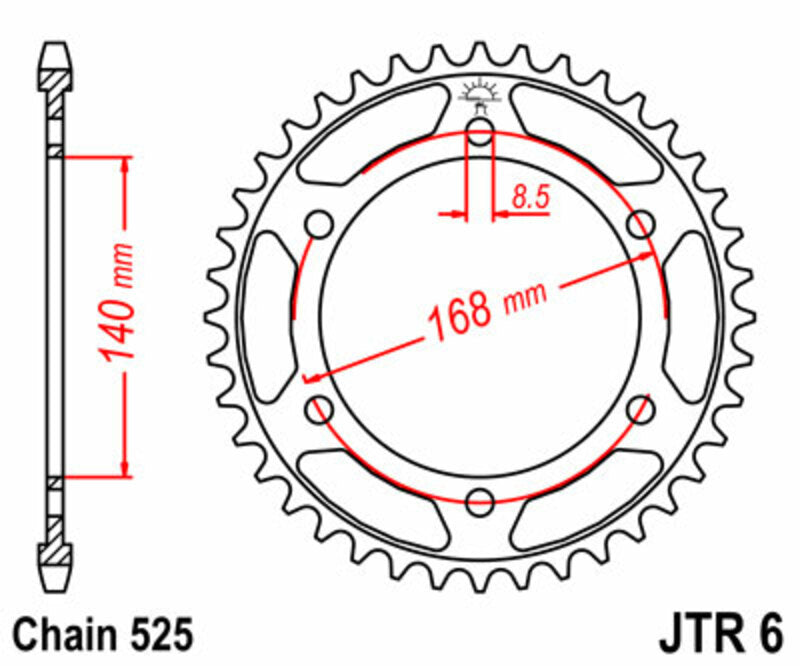 JT Sprockets Steel Rear Sprocket JTR6 - 525