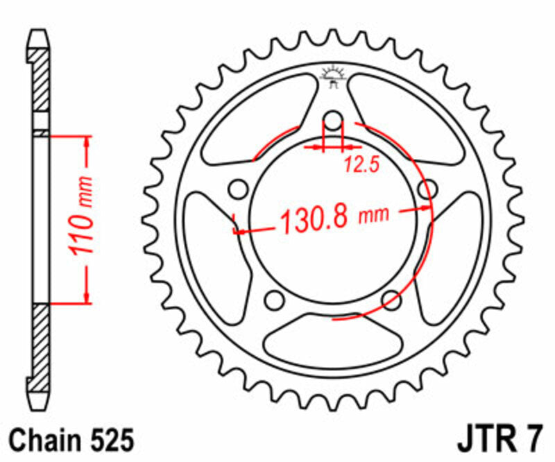 JT Sprockets Steel Rear Sprocket JTR7 - 525