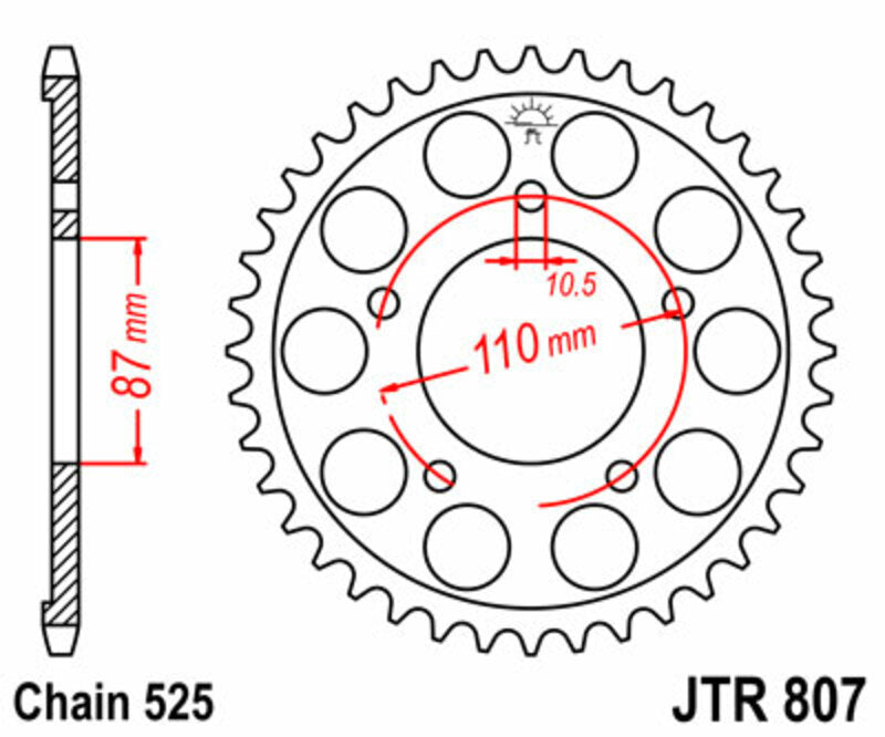 JT Sprockets Steel Rear Sprocket JTR807 - 525