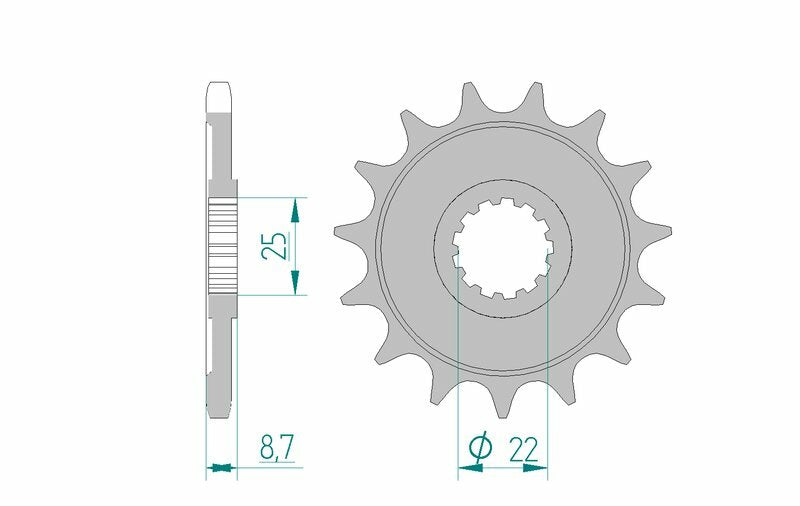 AFAM Front Sprocket Steel 525 Standard - 28405
