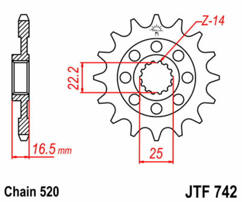 JT Sprockets Steel Front Sprocket JTF742 - 520