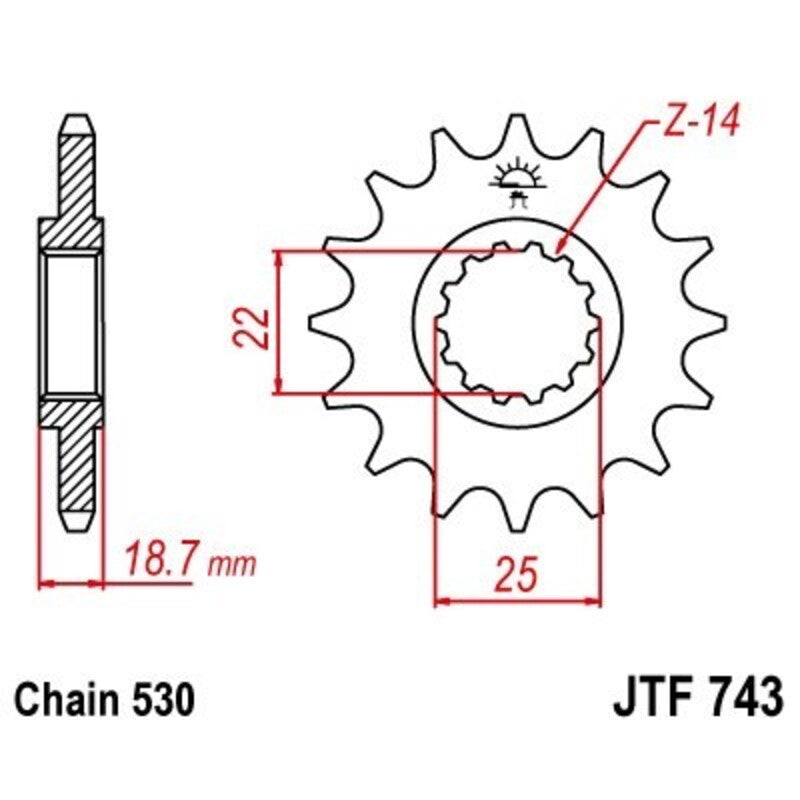 JT Sprockets Steel Front Sprocket JTF743 - 530